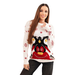 Moteriškas baltas kalėdinis megztinis su elniu Deer