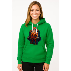 Žalias džemperis su gobtuvu Sportiškas Kalėdų Senelis