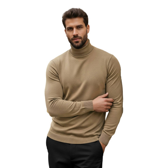 Vyriškas rudas megztinis aukštu kaklu Lenox Megztiniai