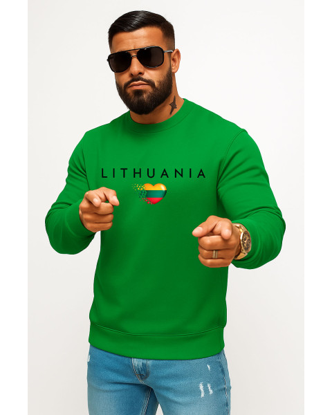 Vyriškas žalias džemperis Lithuania (juoda)