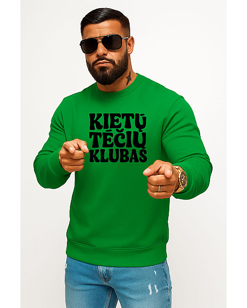 Vyriškas žalias džemperis be gobtuvo Kietų tėčių klubas (juodas)