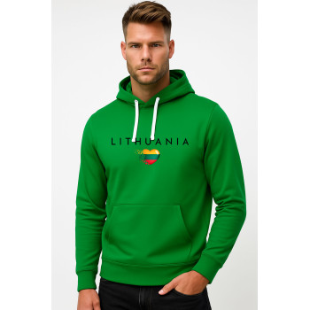 Męska zielona bluza z kapturem Litwa (czarny)