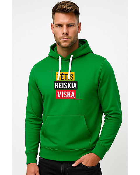 Vyriškas žalias džemperis su gobtuvu Tėtis reiškai viską