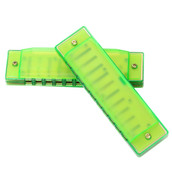 Žalia 10 skylių lūpinė armonikėlė vaikams ir pradedantiesiems Muzikos instrumentai