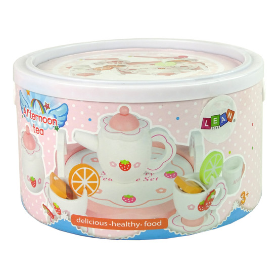 Medinis rožinis arbatos rinkinys Mediniai žaislai