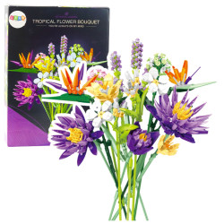 Statybiniai blokeliai tropinių gėlių puokštė