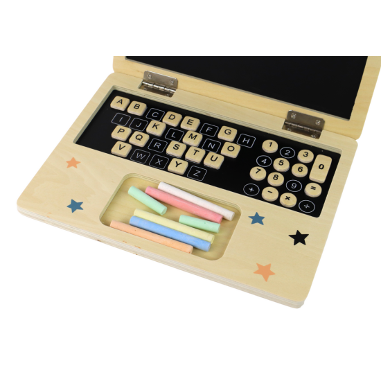 Medinė nešiojamojo kompiuterio formos lenta Mediniai žaislai