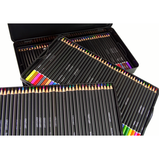 Set of 120 Art Crayons Metal Container Lavinamieji