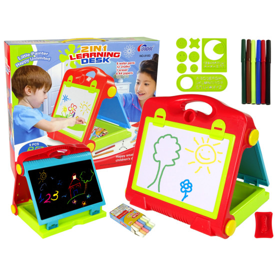 Foldable 2in1 Blackboard Suitcase - Chalk & Marker Magnetinės lentos ir magnetai
