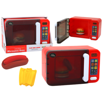 Красная игрушечная микроволновая печь с аксессуарами