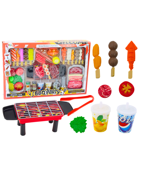 Grilio rinkinys: kepsniai, maistas, gėrimai, daržovės (40 elementų)