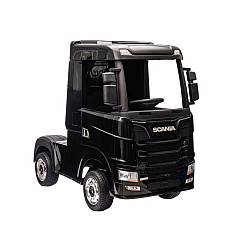 Akumuliatoriumi varomas juodas vilkikas Scania 500R HL698 