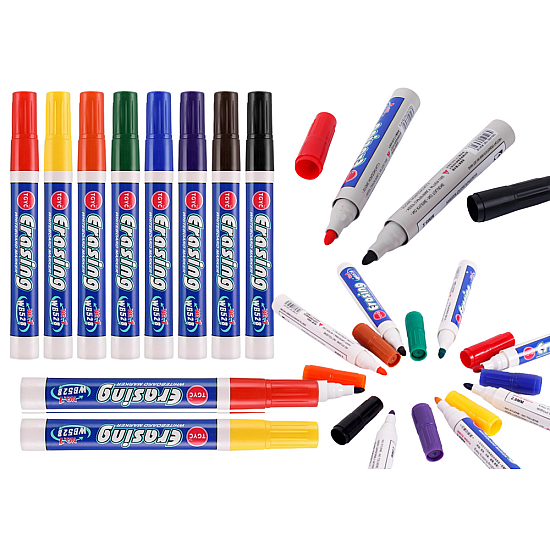 Set of 8 Colored Whiteboard Markers Paperitavarat