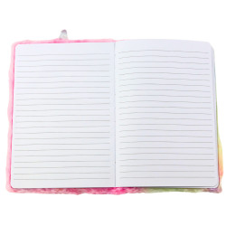 Rožinis pliušinis sąsiuvinis su linijomis su vienaragiu