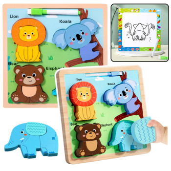Деревянная игрушка-животное с доской для рисования