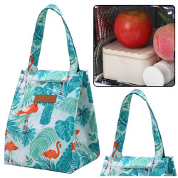 Šilumą išlaikantis pusryčių ir pietų maišelis su lapų ir flamingų motyvu, 25 cm