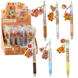 Gelinis rašiklis su pakabuku, mėlynas rašalas Kapibara 14.5 cm