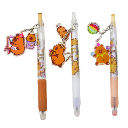 Gelinis rašiklis su pakabuku, mėlynas rašalas Kapibara 14.5 cm