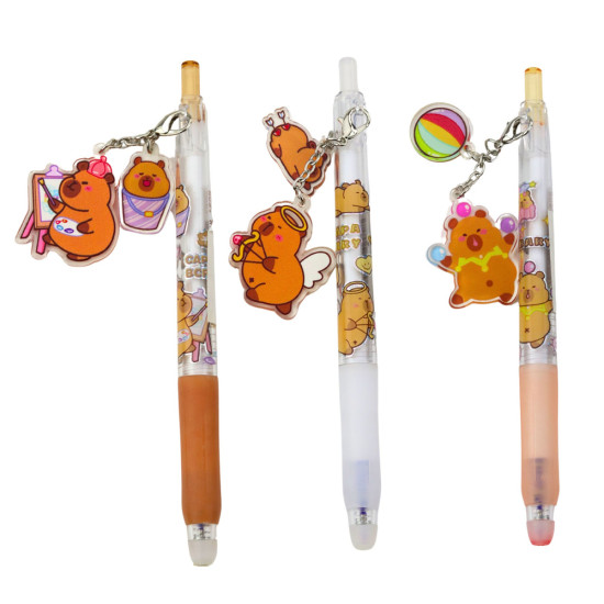 Gelinis rašiklis su pakabuku, mėlynas rašalas Kapibara 14.5 cm Pieštukai ir rašikliai