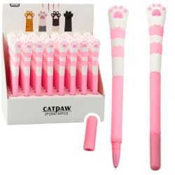 Rožinis gelinis rašiklis su mėlynu rašalu 16,5 cm Cat Paw