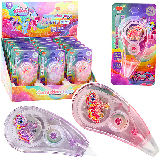 Pink-purple correction tape 6 m x 5 mm, with unicorns Pencils and pens