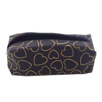 Чёрный пенал с одним отделением Golden Hearts 20 x 8 см