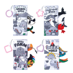 Minkštų edukacinių sensorinių knygelių rinkinys mažiems vaikams, 4 vnt.