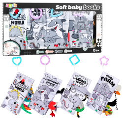 Minkštų edukacinių sensorinių knygelių rinkinys mažiems vaikams, 4 vnt.