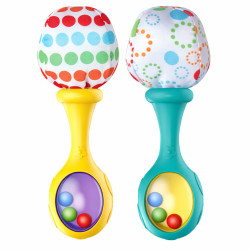 Geltonos ir žalios spalvos barškučiai 2 vnt.