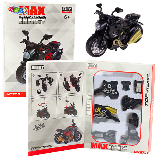 Surenkamas juodas/auksinis motociklas Žaisliniai motociklai