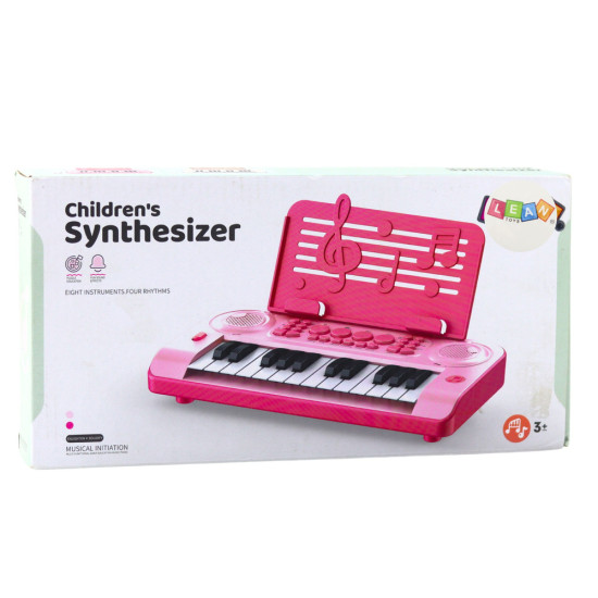Edukacinis rožinis elektroninis pianinas su natų stovu 23407 - Žaislai Edukacinis rožinis elektroninis pianinas su natų stovu Muzikos instrumentai