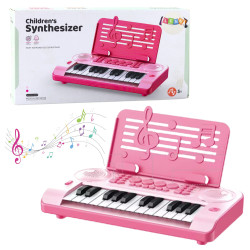 Edukacinis rožinis elektroninis pianinas su natų stovu Edukacinis rožinis elektroninis pianinas su natų stovu