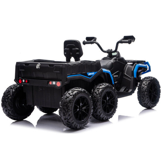 Mėlynas keturatis ATV 6 ratai su priekaba JC606 24V 4x4 Elektrinės mašinėlės vaikams