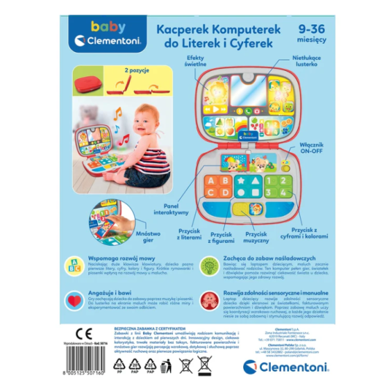 Interaktyvus nešiojamas kompiuteris „Mažasis Kasperis“ (lenkų kalba) Clementoni 50716 Kūdikiams