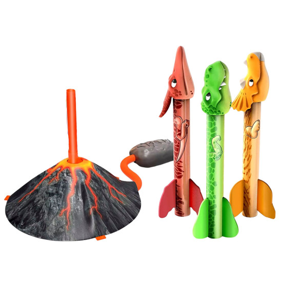 Dinosaur Volcano Launcher Set Foam Rockets Colorful Stalo ir sporto žaidimai
