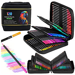 Set of 120 pencils in a pencil case with accessories