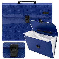 Blue A4 document holder with 13 compartments