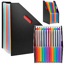 Black Office Document Organizer with 13 Compartments