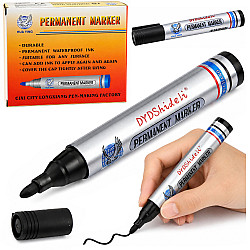 Waterproof black marker with a flat tip