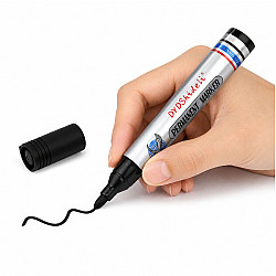 Waterproof black marker with a flat tip