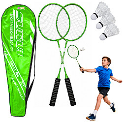 -Žalios spalvos badmintono rinkinys su raketėmis