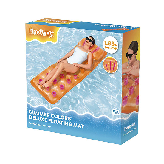 Pripučiamas oranžinis čiužinys baseinui Bestway 43015
