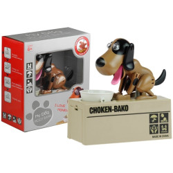 Tamsiai ruda šuns formos taupyklė-robotas