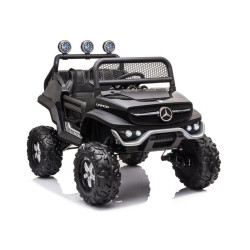 Juodas akumuliatorinis automobilis Mercedes Unimog S
