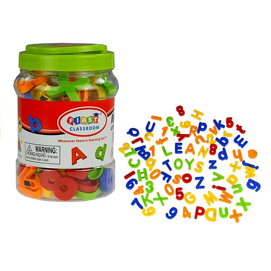 Magnetic letters and numbers in a jar 78 element alphabet