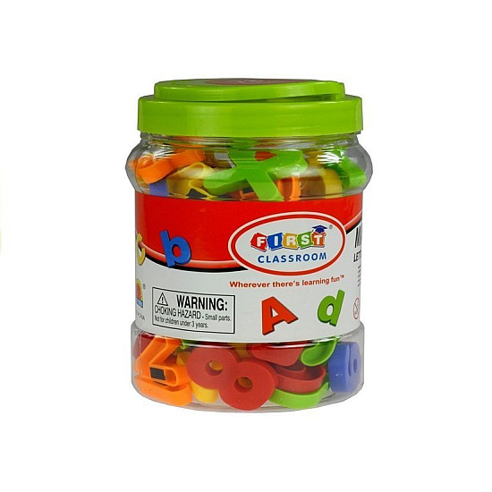 Magnetic letters and numbers in a jar 78 element alphabet