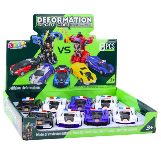 Auto Robot 2in1 Sports Police Car Drive Mix Žaisliniai automobiliai