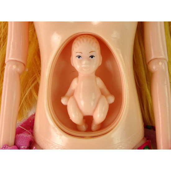 Nėščia lėlė rožine suknele su kūdikiu Lėlės ir žaidimų rinkiniai