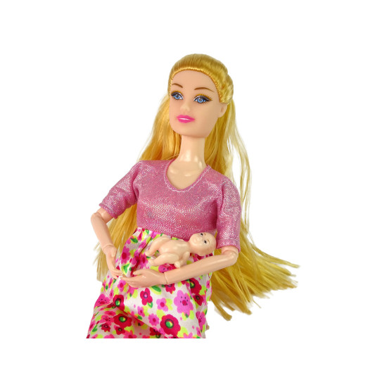 Nėščia lėlė rožine suknele su kūdikiu Lėlės ir žaidimų rinkiniai
