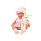 Lėlė kūdikis su zuikučiu ir rožiniu languotu drabužiu Lėlės ir žaidimų rinkiniai